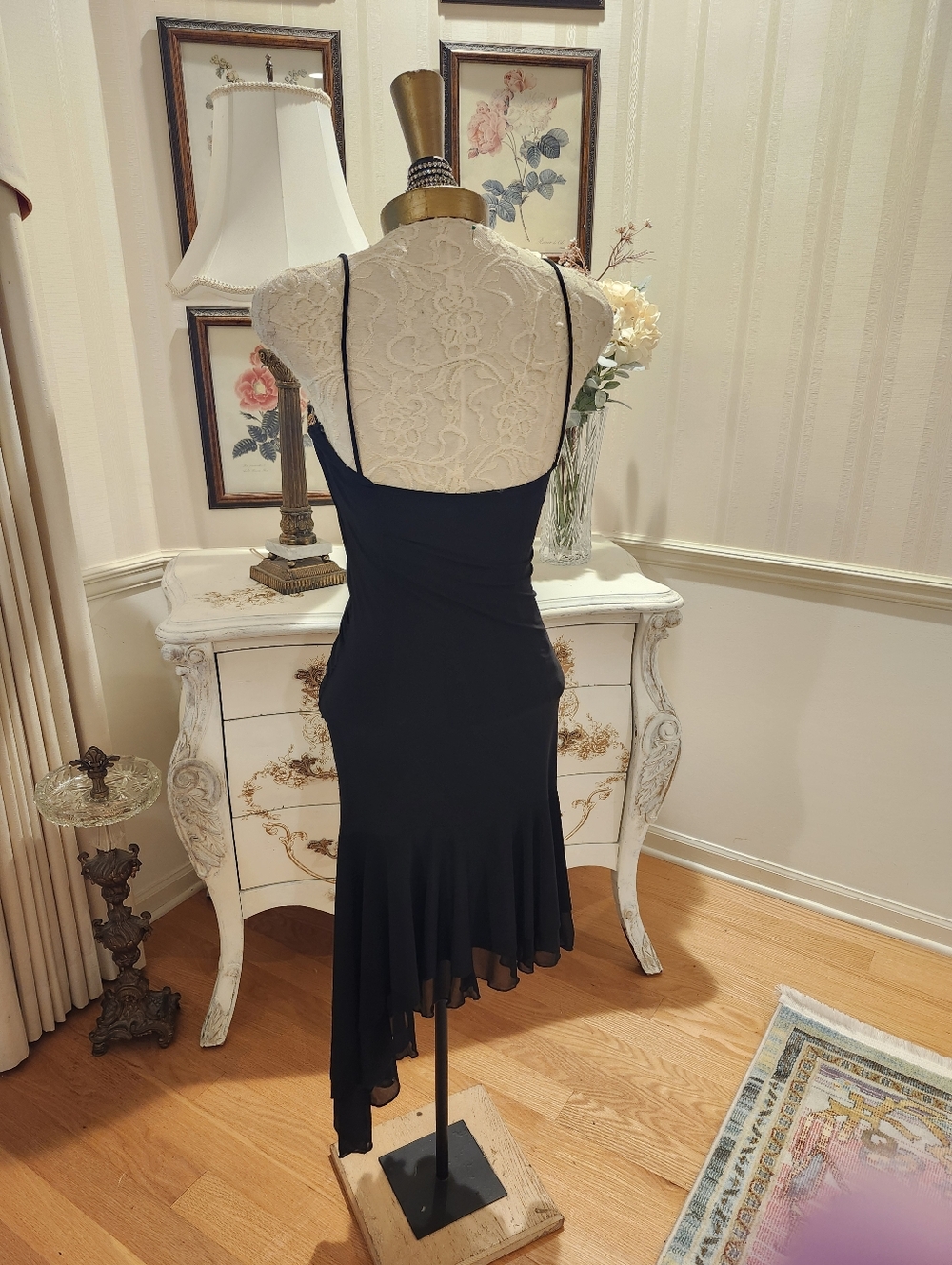 Vintage Deco Black & Gold Sequin Stage Diva Dance Dress S - Picture 7 of 8